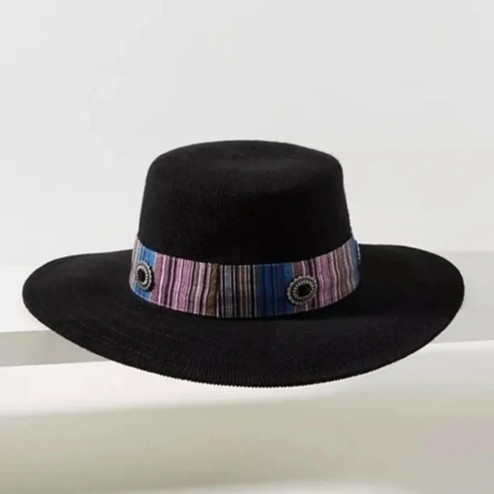 NWT Anthropologie Wyeth Western Trimmed Boater Hat